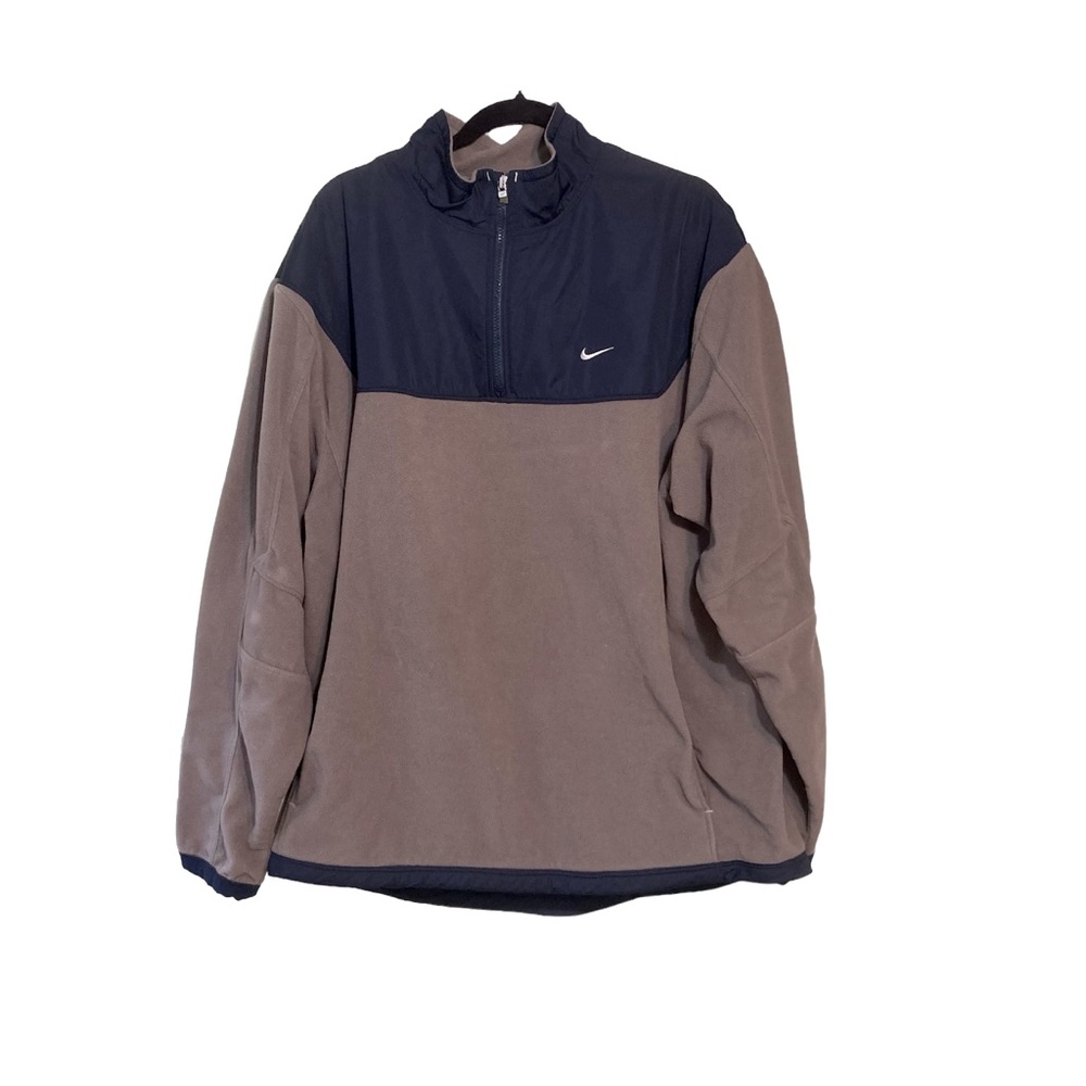 Nike men’s quarter zip fleece long sleeve pullover Gray and navy blue XL